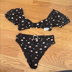 WeWoreWhat Black Floral Bikini